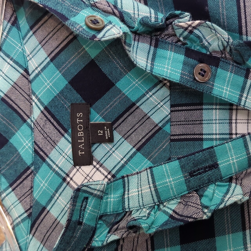 Talbots Ruffle Trim Popover Blouse - Picture 3 of 8